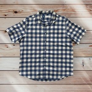 Men's Old Navy XL Short Sleeve Blue/White Plaid Casual Button Down Shirt